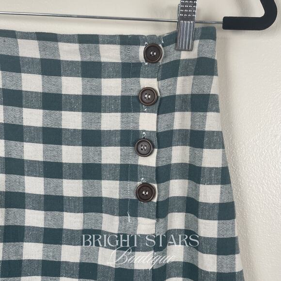 Rare Gingham Skirt ASO Taylor Swift Folklore Green White Plaid Midi Fall - Picture 5 of 6